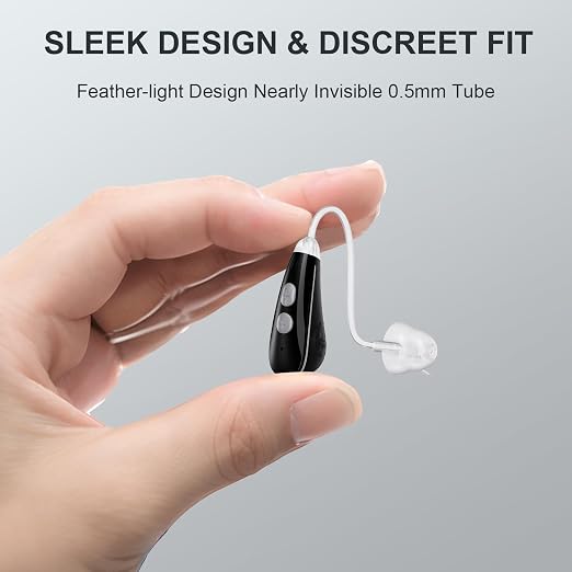Ceretone OTC Hearing Aids for Seniors, Behind-the-Ear Hearing Aid with Intricon Chip & Knowles Speaker, Adjustable Volume & Multi Modes, Lightweight, Long Battery Life, Ideal Gift for Elderly, Black