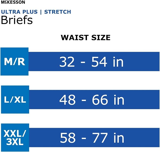 McKesson Ultra Plus Stretch Briefs, [80 Count], L/XL, 48-66 in. Incontinence Adult Diapers, Heavy Absorbency, Unisex, Disposable, Elastic Leg Gathers and Contoured Fit for Men and Women