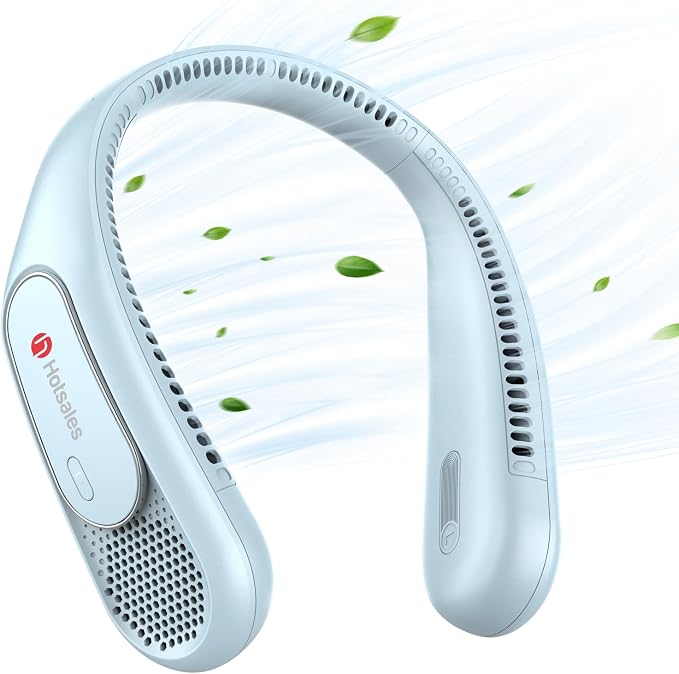 Hotsales Neck Fan, Bladeless Fan That Blows Cold Air, Portable Rechargeable | 6000 mAh Battery, 3 Speeds, Hands Free Wearable Personal Cooling Fan for Men and Women, Travel, Outdoor, USB Rechargeable