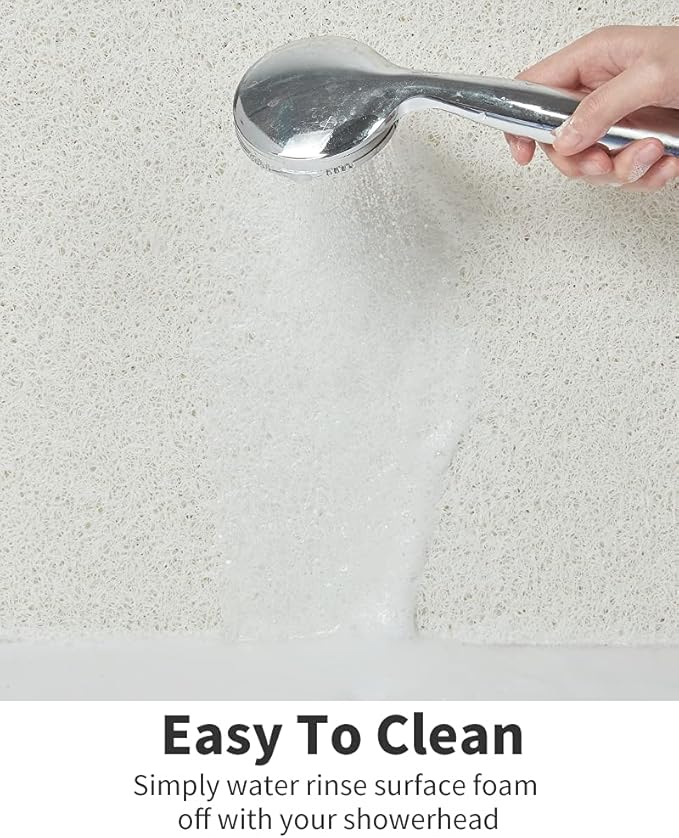 Non Slip Shower Mat, Comfortable Bath mat for Textured Surface,Quick Drying Easy Cleaning Shower Floor Mat for Wet Area,Without Suction Cups 24 x 24 (24"x24", White)