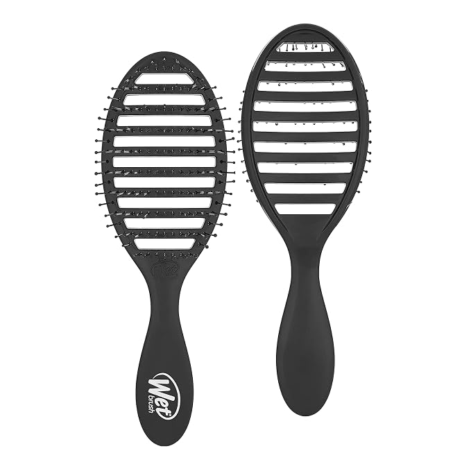 Wet Brush Speed Dry Hair Brush, Black, Vented Design & Soft HeatFlex Bristles, Blow Dry Safe, Ergonomic Handle Manages Tangles & Uncontrollable Strands, Pain-Free Hair Accessories (Pack of 2)