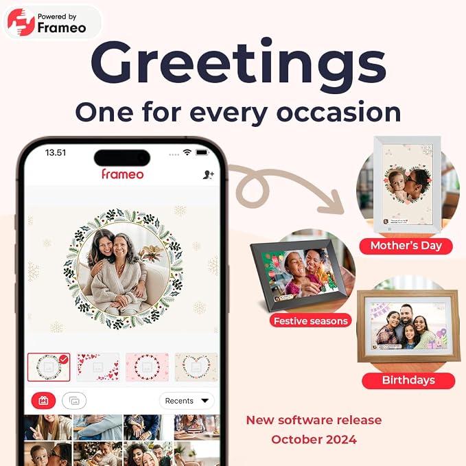 10.1 Inch Frameo Digital Picture Frame, WiFi Electronic Photo Frame, 1280 * 800IPS Touch Screen Electric Frame, 32GB Memory, Auto-Rotate, Share Picture Video, Birthday Gift for Mom, Women, Dad, Wife