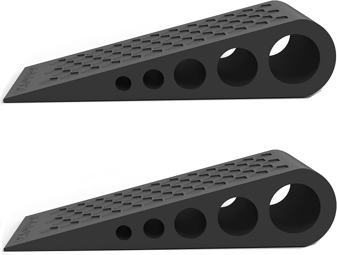 Door Stoppers for Bottom of Door Premium Floor Rubber Door Stop Wedge Made in USA Heavy Duty Honeycomb Design for Carpet, Tile, Ideal for Home, School, Commercial, Black 2-Pack