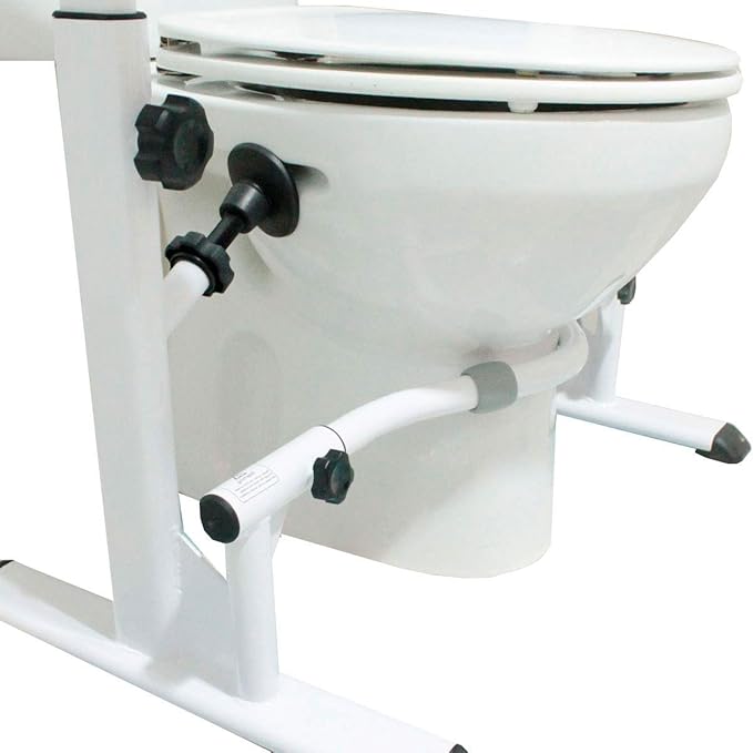 KMINA Toilet Safety Rails for Seniors, Heavy Duty Frame with Handles, Adjustable Height and Width, Handicap Grab Bars