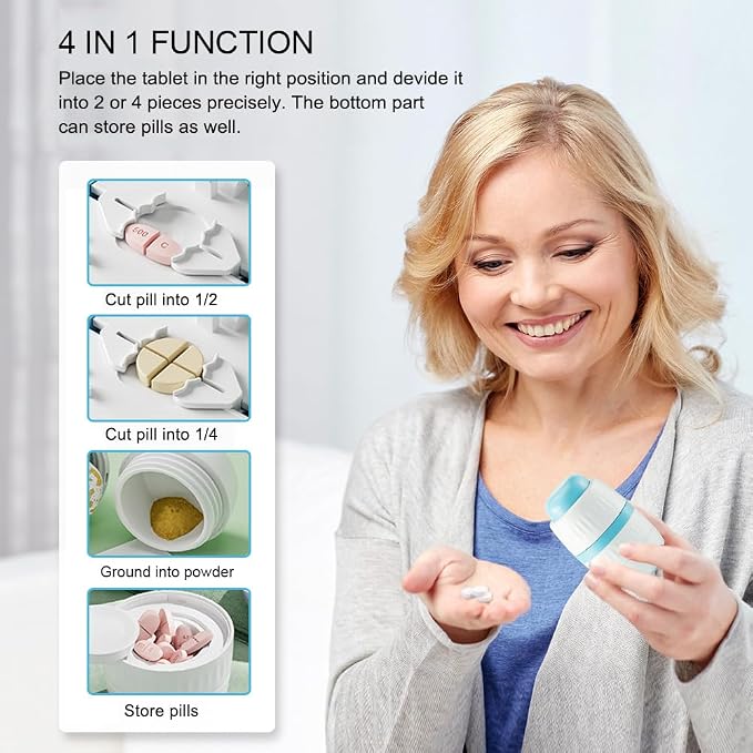 Pill Cutter Splitter for Small and Tiny Pills with Stainless Steel Blade for Cutting Small or Large Pills in Half or Quarter Suitable for Cuting Vitamins, Tablets