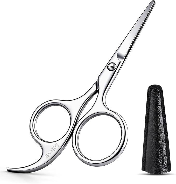 4.72-inch Professional Nose Hair Scissors,with rounded heads, Suitable for personal care, facial hair trimming, as well as ear, eyebrow, beard (silver)