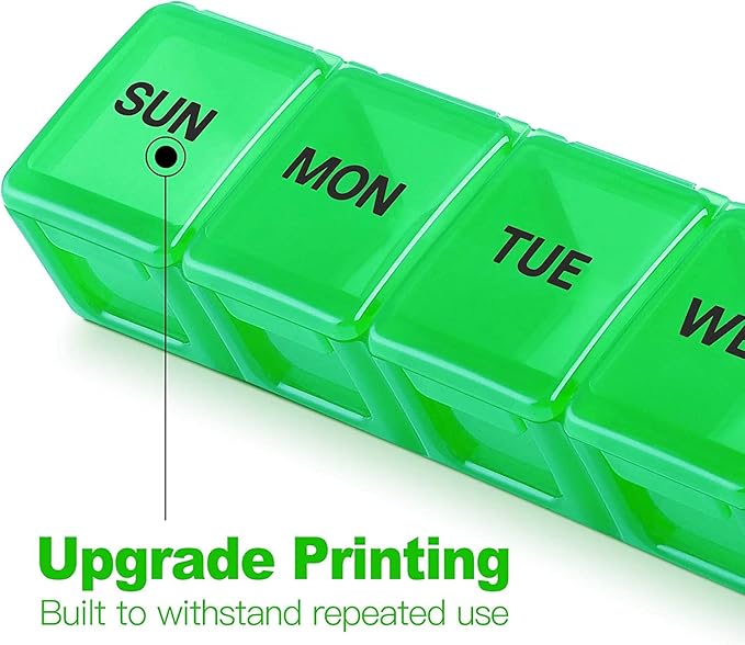 Pill Organizer 2P Green XL Extra Large Weekly and Daily Pill Cases