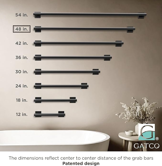 Elevate 48" L Grab Bar, Matte Black
