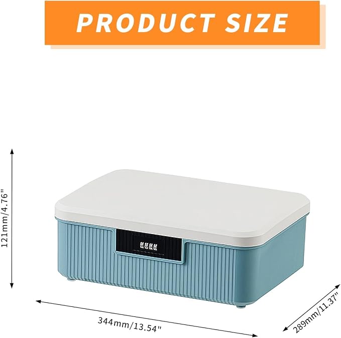 Saim Combination Lockable Storage Box, 4.2 Gallon Heavy-Duty Plastic Storage Container Bin for Office, Home, Dorm Organizer for Documents, Valuables & Supplies, Item Organizer 16 Liter (Blue)