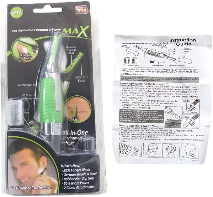 Men Nose Ear Face Neck Eyebrow Hair Mustache Beard Trimmer Shaver Clipper PE-Green
