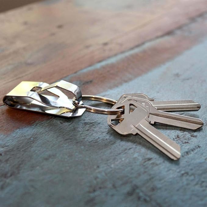 Secure Belt Clip Key Holder with Metal Hook & Heavy Duty 1 1/4 Inch Keychain Ring - Metal Key Chain Keeper for ID Badge/Key