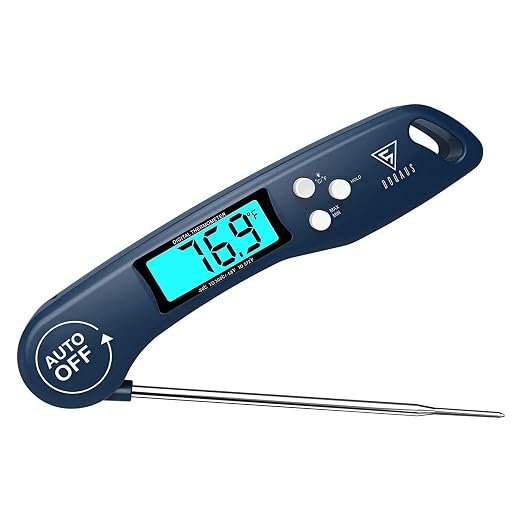 DOQAUS Meat Thermometer – Temperature Dial Thermometers for Cooking Backlight & Auto-Rotating Display, Kitchen Gadgets Essentials for BBQ Oven Grill Smoker Candy Blue
