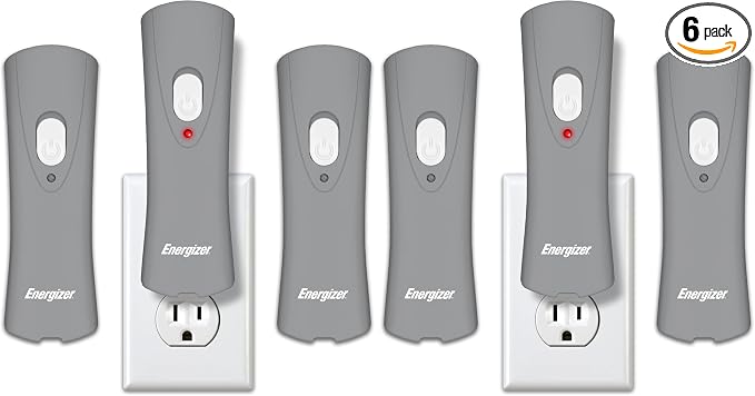 Energizer Auto-On LED Flashlights Rechargeable (6-Pack) for Home Power Failure, Plug in LED Flashlight for Power Outage, Night Light, Hurricane Preparedness