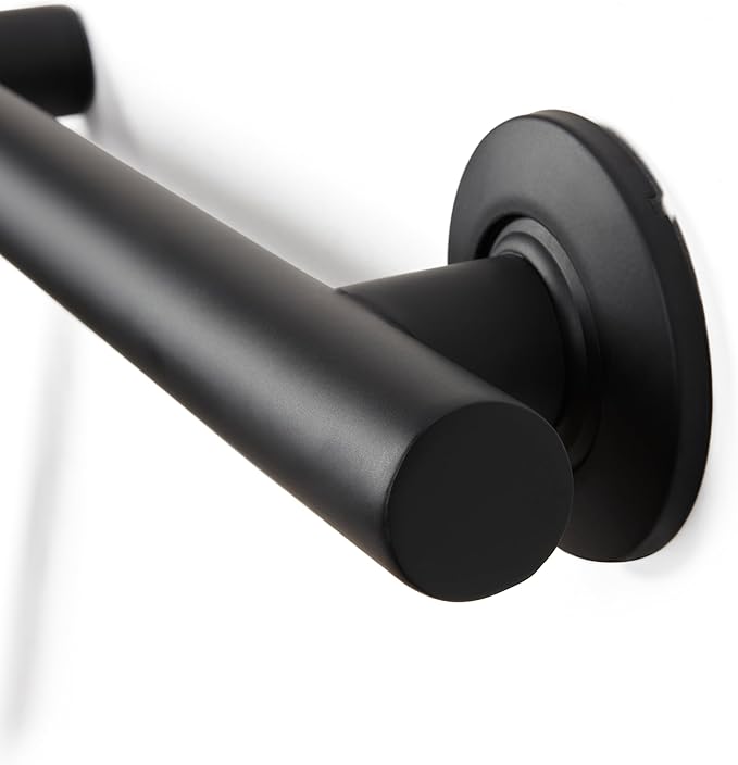 Bathroom Grab Bar, 38 inch Stainless Steel, Left Handed Zuma Bar, 1.25 inch Diameter, Handicap Grab Bar, Safety Rail, Matte Black