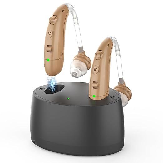 Hearing Aids for Seniors with Hearing Loss - Invisible Hearing Amplifiers for Adults with Noise Cancelingand Volume Control Comfort In-ear Hearing Devices (black)