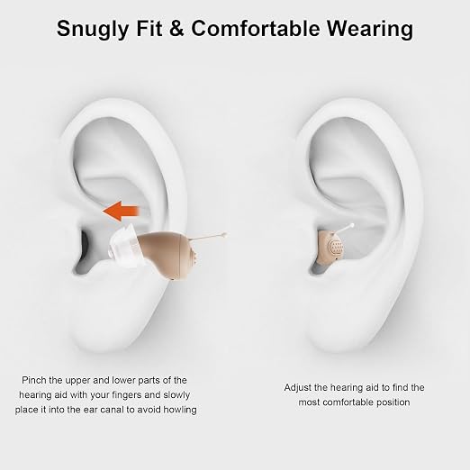 Hearing Aids for Seniors, Rechargeable OTC Hearing Aids with Noise Reduction, Near Invisible, Discreet Design for Seniors & Adults with Hearing Loss