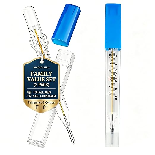 MAGICLULU 2Pcs Glass Temperature for Adults, Oral Temperature Armpit Precise Measurement Fast Reading for Kids Baby Elderly Family Clinic Dual Scale ℃ & ℉