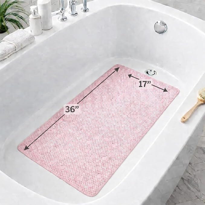 Bathtub Mat Non Slip, Bath Mat for Tub Non Slip, Tub Mat Extra Large 36 x 17 in, Bathtub Mat with Suction Cups & Drain Holes, Soft Foam, Machine Washable, Teal