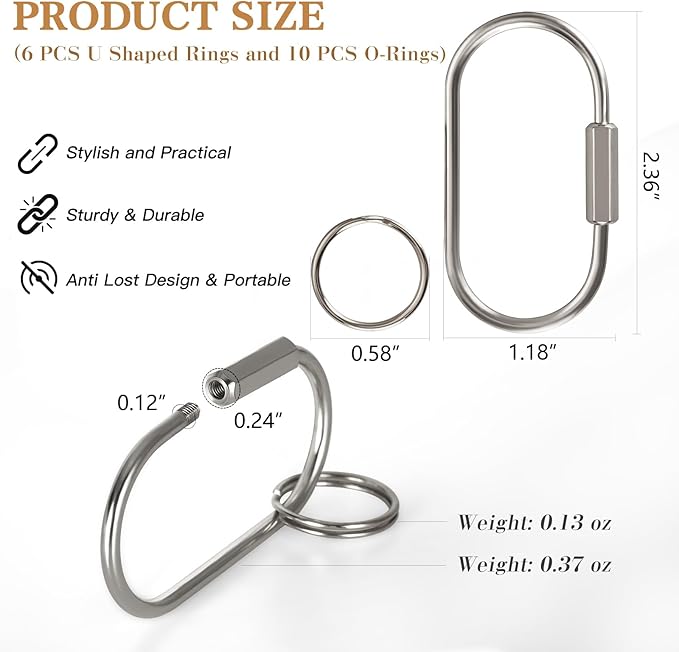 Muitcdo Brass Key Rings Bulk, Key Chain Organizer Holder for Men Women with Secure Screw Locking