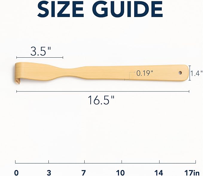 Slick- Bamboo Back Scratcher, 16.5", 2 Pack, Long Handle | Wooden Back Scratcher for Men & Women, Smooth Edges, Triple Polished Finish for Comfort, Relaxation & Daily Use