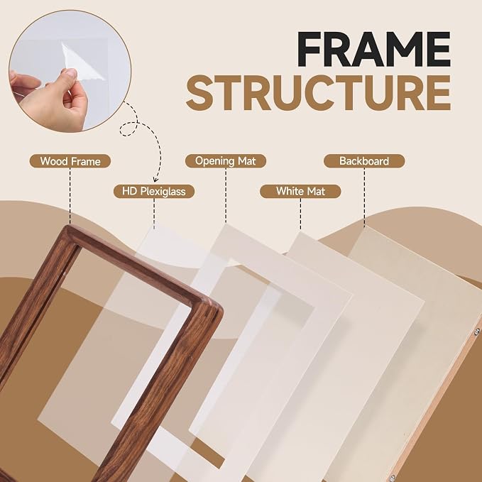 Solid American Black Walnut Picture Frame 5x7 4x6, Natural Wood Tabletop Photo Frame with Decorative Joinery Corners, Horizontal or Vertical Display (Walnut, For 5x7 / 4x6 Photo)