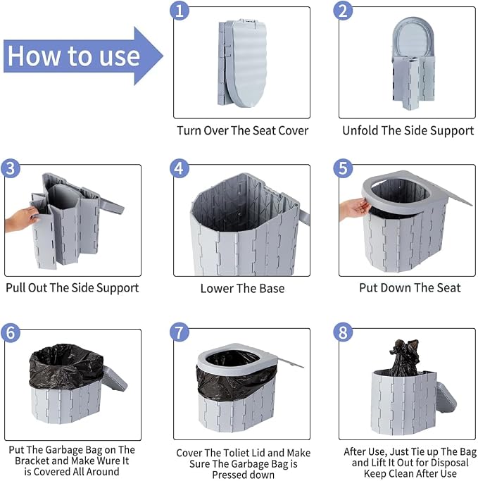 Portable Toilet Kit, Camping Toilet with Pop-Up Privacy Tent Toilet Bags, Washable Portable Outdoor Showers Changing Rooms