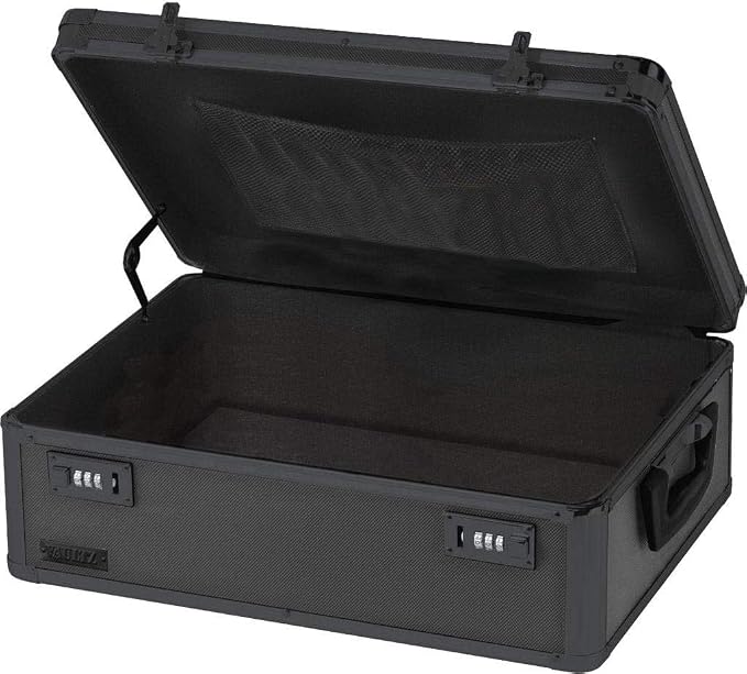 Vaultz Locking Storage Chest with Dual Combination Lock-Small Lock Box for Laptops, Tablets & Valuables, Lockable Storage Box with Code, Keyless Lockbox for Dorm, Home & Travel 18.11" x 12.99" x 6.18"