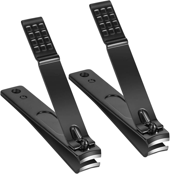 Aogeili Nail Clippers Set, Sharp Stainless Steel Fingernail & Toenail Clippers, Black Nail Cutter, 2Pcs Large and Large Size