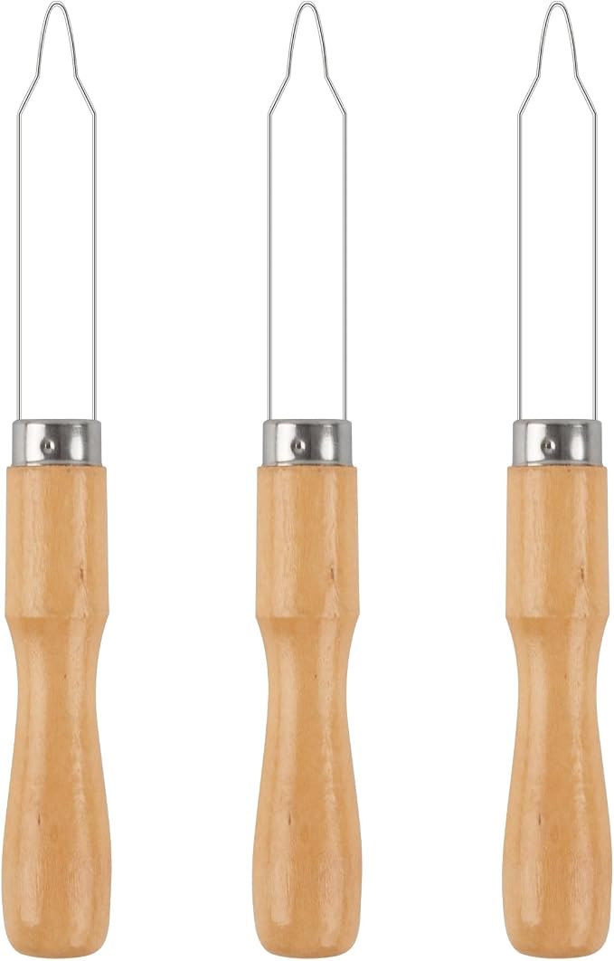 RP Remarkable Power, 3 Pack Button Hook Assist Device with Easy-Grip Wooden Handle Buttons Zipper Pull Helper Clothing Buttoning Aids for Shirts Coats
