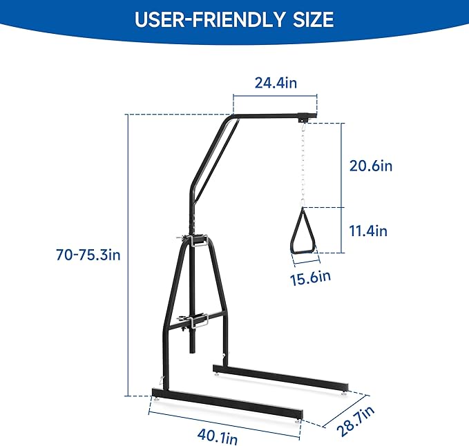 Trapeze Bar for Bed Mobility, Patient Aid Hospital Beds Triangle Pull Up Floor Stand Bar Heavy Duty Beds Trapeze for Bed Pull Up Assist for Elderly and Bedridden Patients