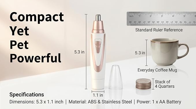 Ear and Nose Hair Trimmer Clippers: 2026 Professional Painless Eyebrow & Facial Hair Trimmers Remover for Women, Battery-Operated Nasal Clipper, Dual Edge Waterproof Blades for Easy Clean, Pink