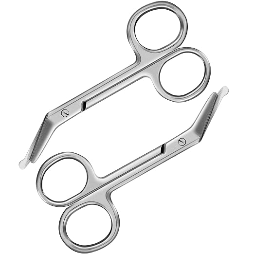 Zhehao 2 Pieces Ostomy Scissors Stainless Steel Bandage Surgical Medical Scissors for Doctors, Nurses, Veterinary Home Nursing, 4.3 x 2.1 Inch, Curved (Silver)