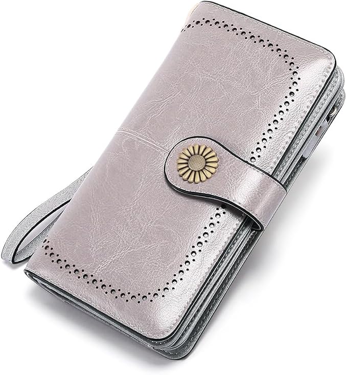 SENDEFN Wallets for Women Leather Credit Card Holder with RFID Blocking Large Capacity Wristlet | with RFID Blocking