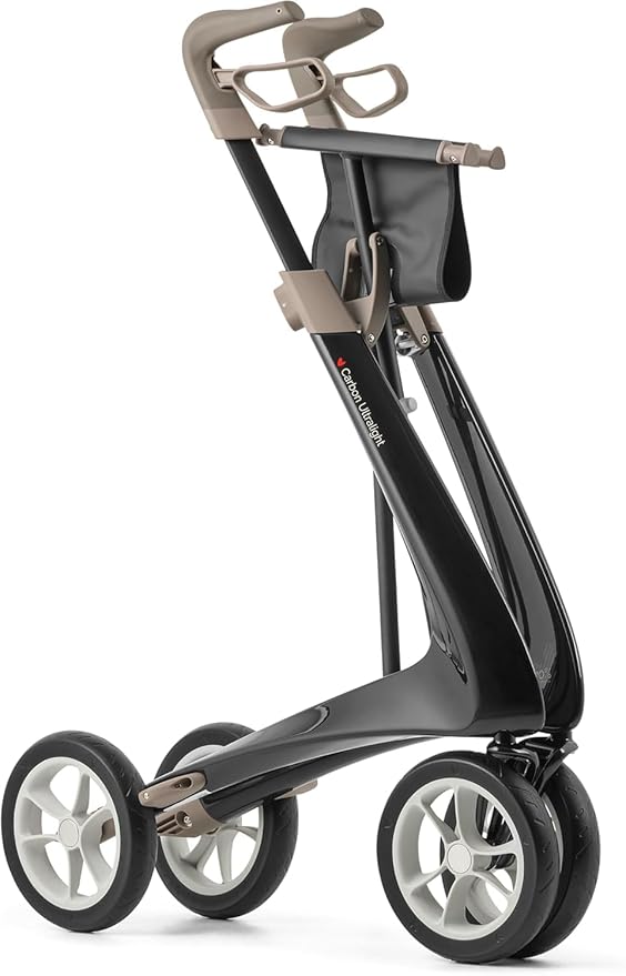 byACRE Carbon Ultralight Rollator Walker - 10.6 lbs Adult Walkers with 4 Wheels and Seat - Lightweight Seated Walkers with Wheels - Foldable Rolling Walker with Seat - Walker for Adults