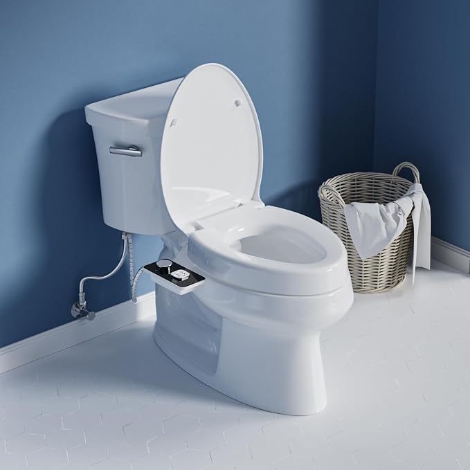SAMODRA Elongated Raised Toilet Seat Riser, White | 3 Inch High Elevated Toilet Seat for Seniors, Soft Close, Non-slip Bumpers , Easy Install & Clean