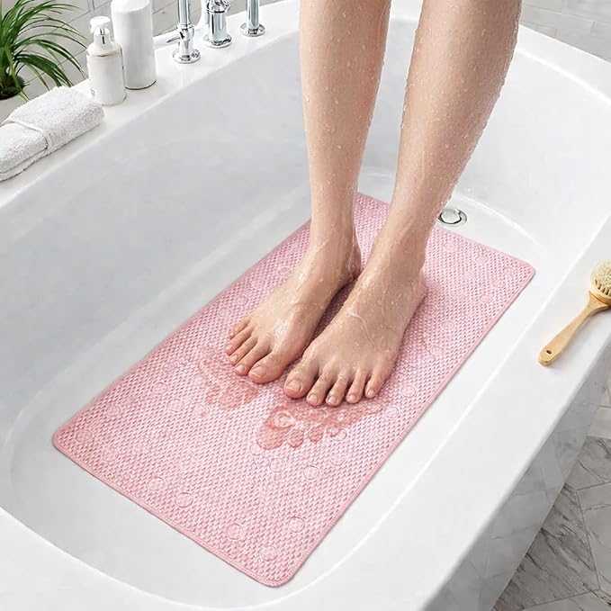 Bathtub Mat Non Slip, Bath Mat for Tub Non Slip, Tub Mat Extra Large 36 x 17 in, Bathtub Mat with Suction Cups & Drain Holes, Soft Foam, Machine Washable, Black