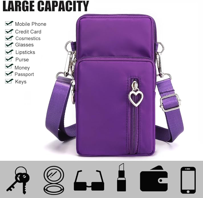 Small Crossbody Bag for Women - Mini Phone Purses with Crossbody Strap and Wallet - Nylon Arm Bag