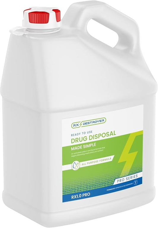 Rx Destroyer PRO Series All-Purpose Formula - Eco-Friendly Medication Buster Solution, Drug Disposal in a Bottle for Pills, Capsules, Tablets, Liquids - 1 Gal, 1 Count, 1 Pack
