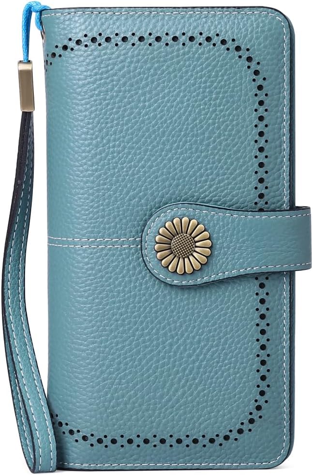 SENDEFN Wallets for Women Leather Credit Card Holder with RFID Blocking Large Capacity Wristlet | with RFID Blocking
