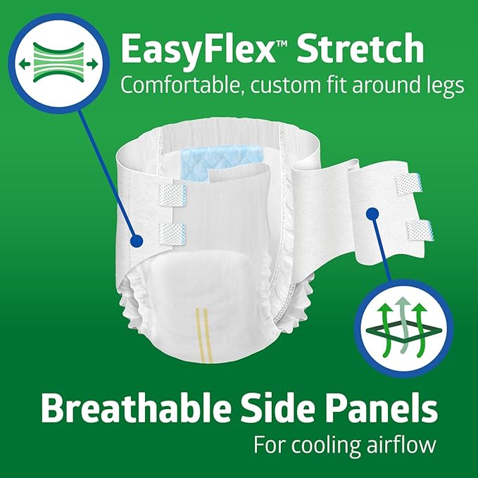 Medline FitRight Incontinence Diapers, Specialty Size Adult Diapers, For Men And Women, Maximum Protection, Waist Size 65"–94", 4XL, 8 briefs per bag, 32 briefs per case