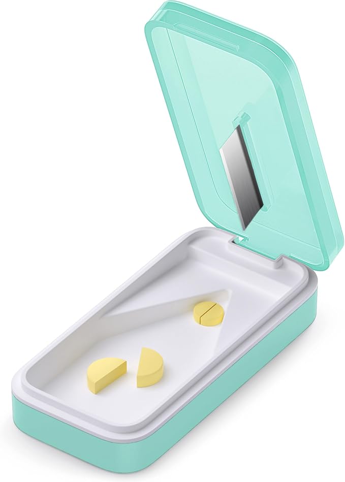 Bug Hull Pill Cutter with Removable Silicone Liner, Pill Splitter with Stainless Steel Blade, Pills Cutters Splitter for Small and Tiny Tablets, Splitters for Small or Large Pills Professional-Green