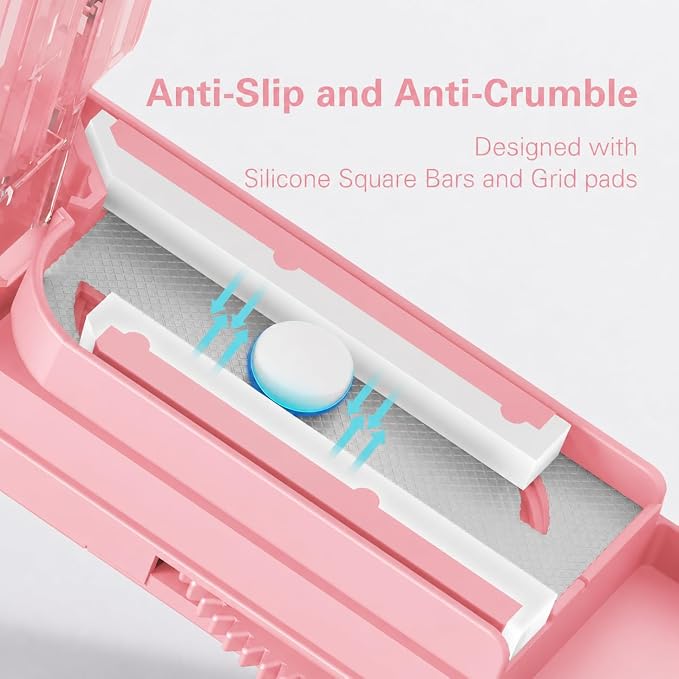 DEPAD Pill Cutter for Small and Tiny Pills, Adjustable Pill Splitter for Cutting Multiple Pills with Adjustable Bars & Hidden Blade, Safely Cuts Small or Large Tablets for Seniors & Pets