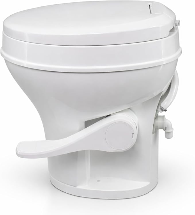 SEAFLO RV Toilet – 18.4" Residential Height, Gravity Flush Foot Pedal, 4-Year Warranty, Fits Most RVs (9.5" Rough-In), Soft Close Seat, 2-Bolt Mount, for Camper Travel Trailer Motorhome SFRTPH-01-01