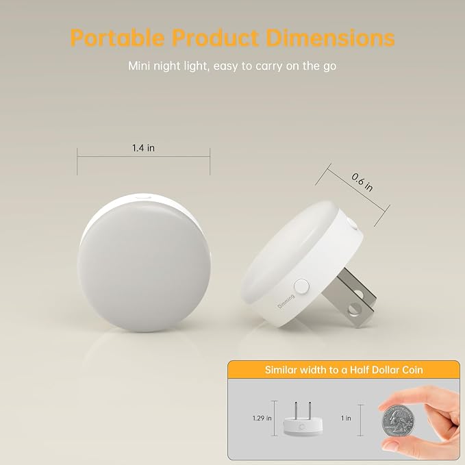 Plug in Night Light 12 Pack, Mni Night Lights with 4-Color Changing, Dusk to Dawn, 3 Brightness Levels, Ideal Dimmable Nightlight for Hotel, Hallway, Kitchen,Toleit