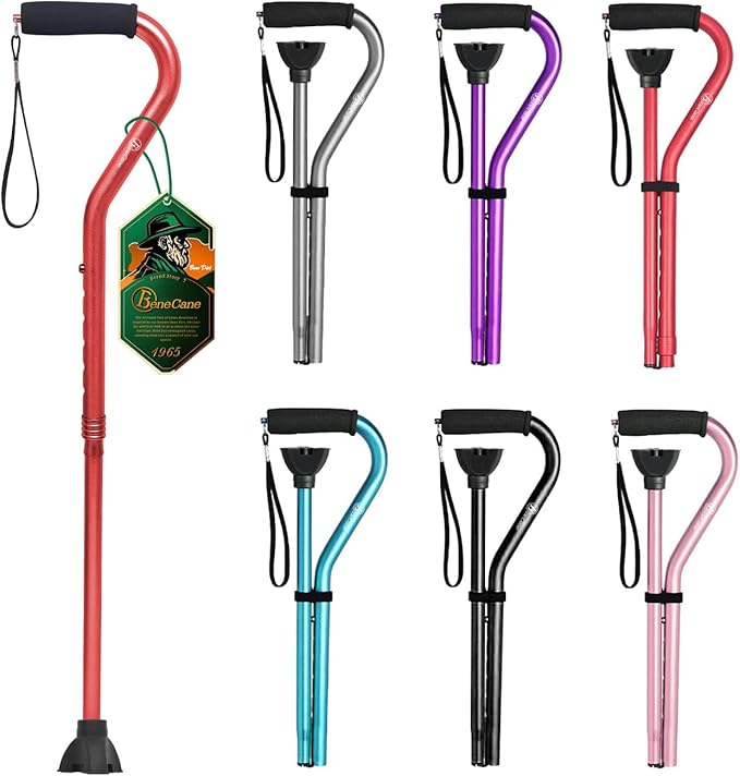 BeneCane Walking Cane for Men & Women Adjustable Cane with Offset Soft Cushioned Handle -Portable Lightweight Sturdy Mobility Walker Aid for Elderly, Seniors Collapsible Cane