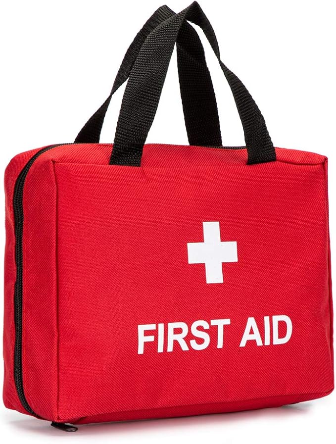 Jipemtra Red First Aid Bag Empty Travel Rescue Pouch First Responder Storage Medicine Emergency Bag for Car Home Office Kitchen Sport Outdoors (Red)