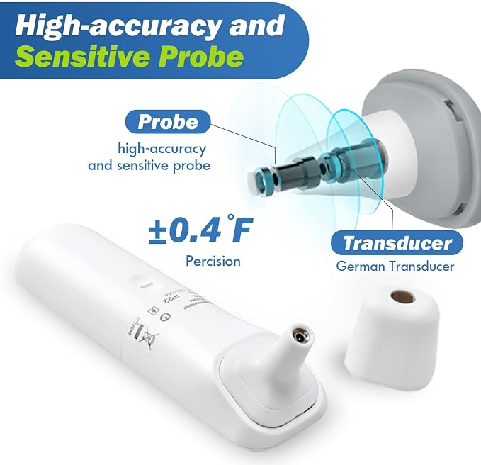 Elera Ear Thermometer for Kids, Baby Thermometer with Forehead and Ear Mode for Adults, Infant, Kids and Toddler, Touchless and 1 Second Reading with Fever Alarm and Mute Function, LCD