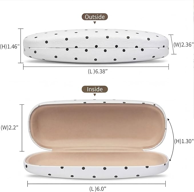 Glasses Case Hard Shell, Cute Sunglasses Case for Women Leather Protective Case for Eyeglass with Cleaning Cloth