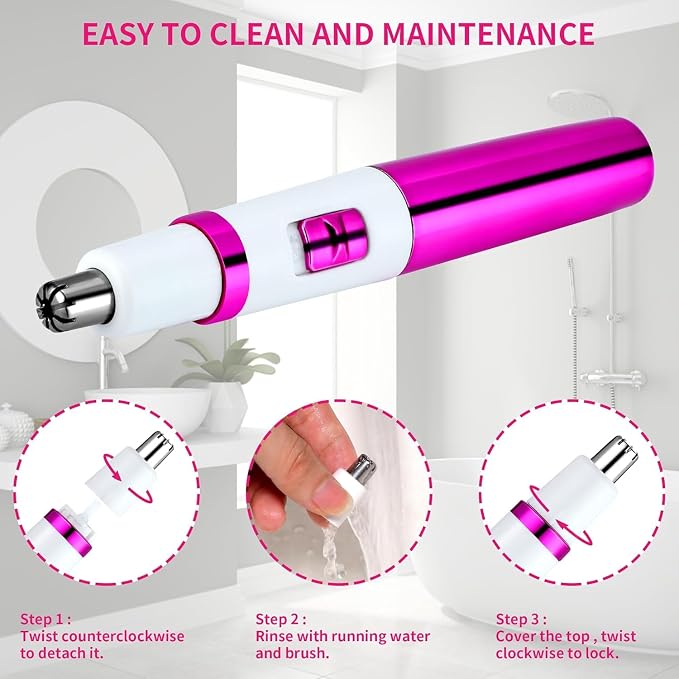 AREYZIN Ear and Nose Hair Trimmer-2026 Professional Painless Ladies Eyebrow & Facial Hair Trimmer for Men Women,Battery-Operated,with IPX7 Waterproof Dual Edge Blades for Easy Cleansing