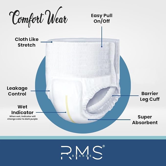 Comfort Wear Adult Pull-Ups Large (40–56″), 18 Count | Leak-Cuff Protection Disposable Incontinence Underwear with Extra Absorbency 10g SAP & Wetness Indicator for Men & Women